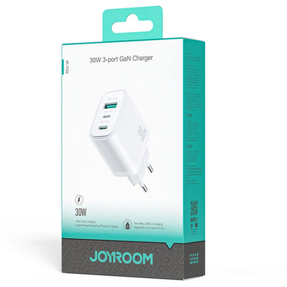 Joyroom JR-TG6 Netlader, 30W, 3A, 1 x Lightning - 1 x USB-A - 1 x USB-C, Wit
