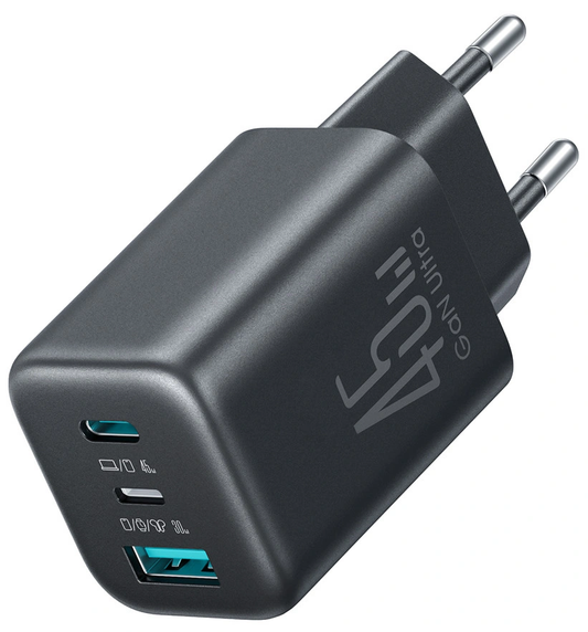 Joyroom JR-TO1 Netlader, 45W, 3A, 1 x Lightning - 1 x USB-A - 1 x USB-C, Zwart