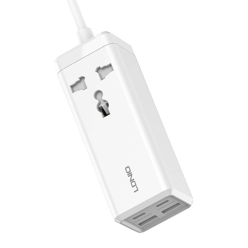 Ldnio SC1418 Wall Charger, 2500W, 5A, 1 x Socket - 2 x USB-A - 2 x USB-C, White