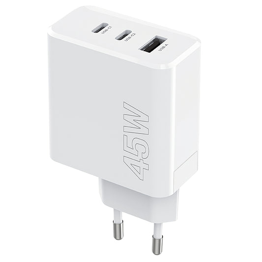 MaXlife MXTC-07-45ACC Power Adapter, 45W, 3A, 1 x USB-A - 2 x USB-C, White