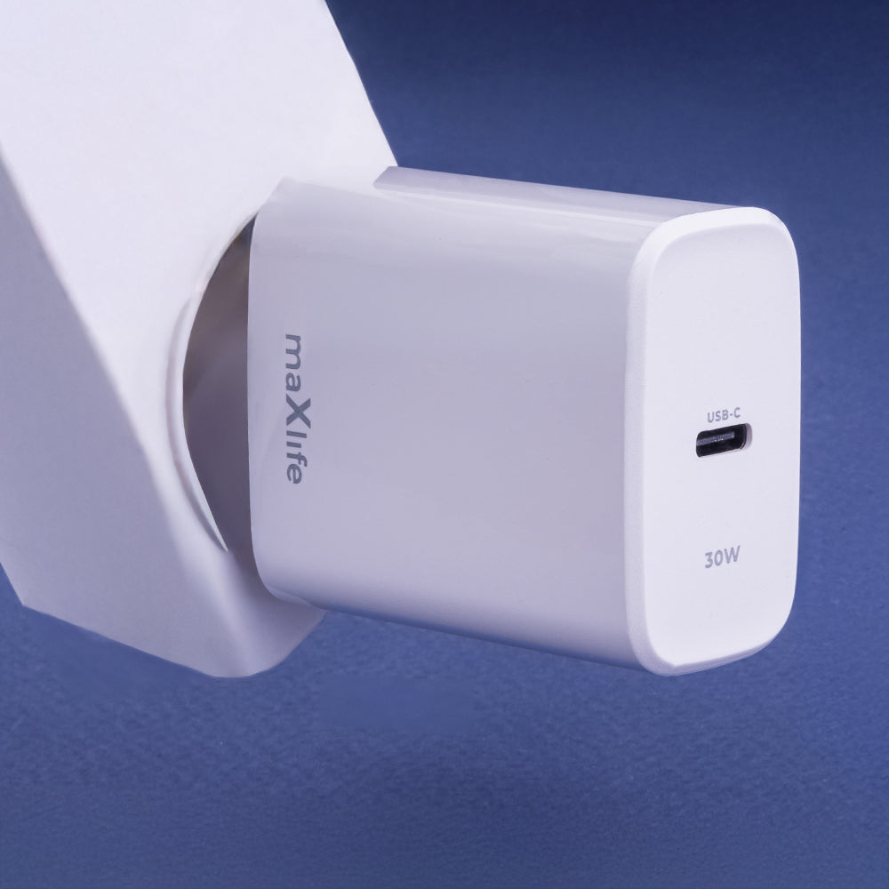 MaXlife MXTC-10-30C Wall Charger, 30W, 3A, 1 x USB-C, White