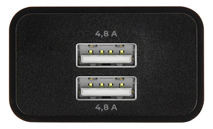 MaXlife MXTC-12 Network Charger, 24W, 2.4A, 2 x USB-A, Black