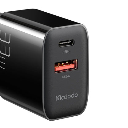 McDodo CH-0921 Netwerkoplader, 33W, 3A, 1 x USB-A - 1 x USB-C, Zwart