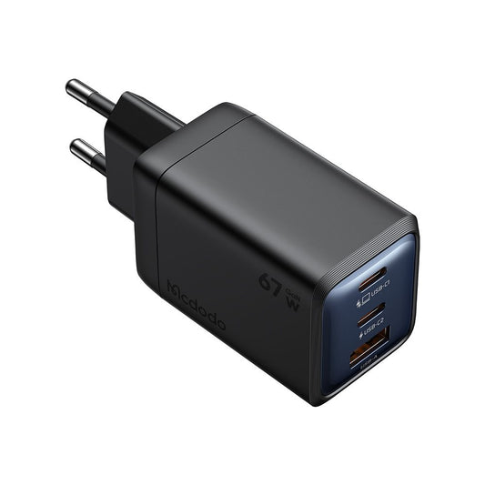 McDodo CH-0970 Gana Mini Netwerkoplader, 67W, 3A, 1 x USB-A - 2 x USB-C, Zwart