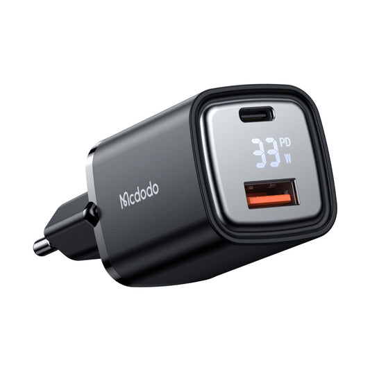 McDodo CH-1701 Graphite Display Netwerkoplader, 33W, 3A, 1 x USB-A - 1 x USB-C, Zwart