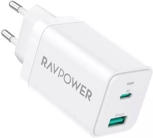 RavPower RP-PC171 Netvoeding, 45W, 3A, 1 x USB-A - 1 x USB-C, Wit