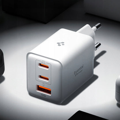 Spigen EE473EU Essential Netwerkoplader, 47W, 3A, 1 x USB-A - 2 x USB-C, Wit ACH09464