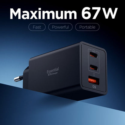 Spigen Essential Netwerkoplader, 67W, 3.25A, 1 x USB-A - 2 x USB-C, Zwart