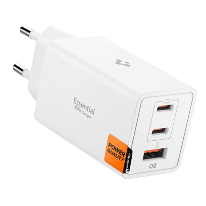 Spigen Essential Netwerkoplader, 67W, 3.25A, 1 x USB-A - 2 x USB-C, Wit ACH08710