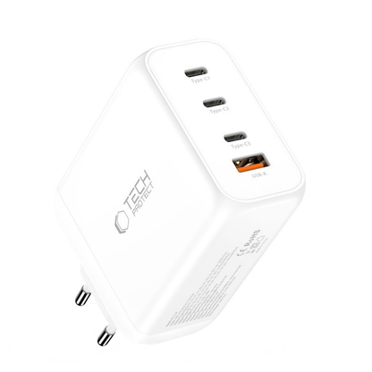 Netwerkoplader Tech-Protect NC200W-GAN, 200W, 5A, 1 x USB-A - 3 x USB-C, Wit