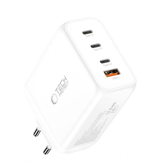 Netwerkoplader Tech-Protect NC200W-GAN, 200W, 5A, 1 x USB-A - 3 x USB-C, Wit