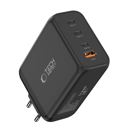 Netwerkoplader Tech-Protect NC240W-GAN, 240W, 5A, 1 x USB-A - 3 x USB-C, Zwart