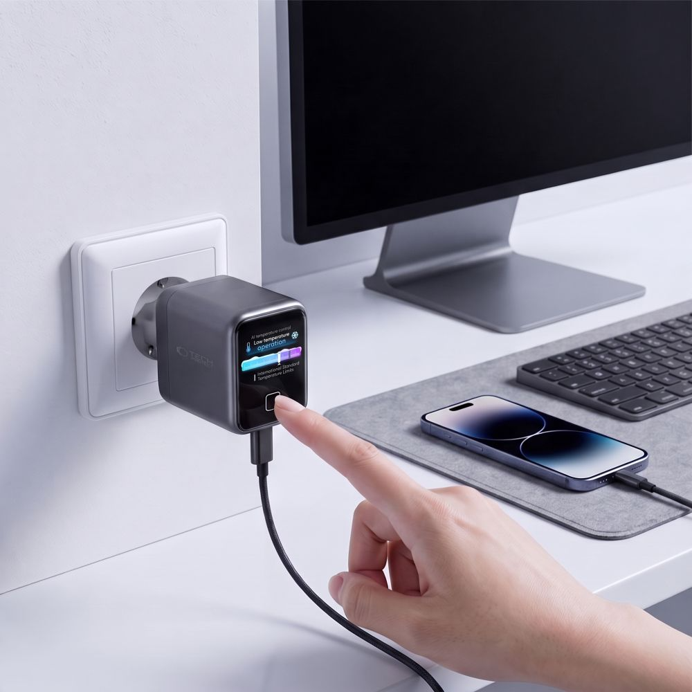Tech-Protect NC45W Display Netvoeding, 45W, 3A, 1 x USB-C, Grijs
