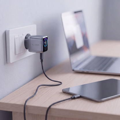 Tech-Protect NC45W Display Netvoeding, 45W, 3A, 1 x USB-C, Grijs