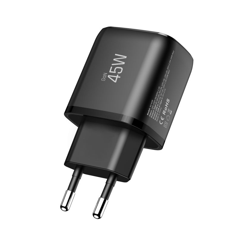 Tech-Protect NCA45W Netwerkoplader, 45W, 3A, 1 x USB-A - 1 x USB-C, Zwart