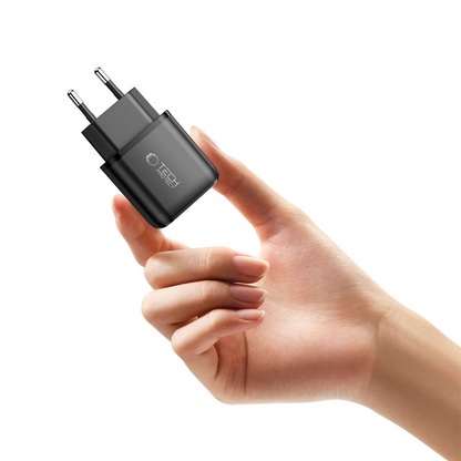 Tech-Protect NCA45W Netwerkoplader, 45W, 3A, 1 x USB-A - 1 x USB-C, Zwart