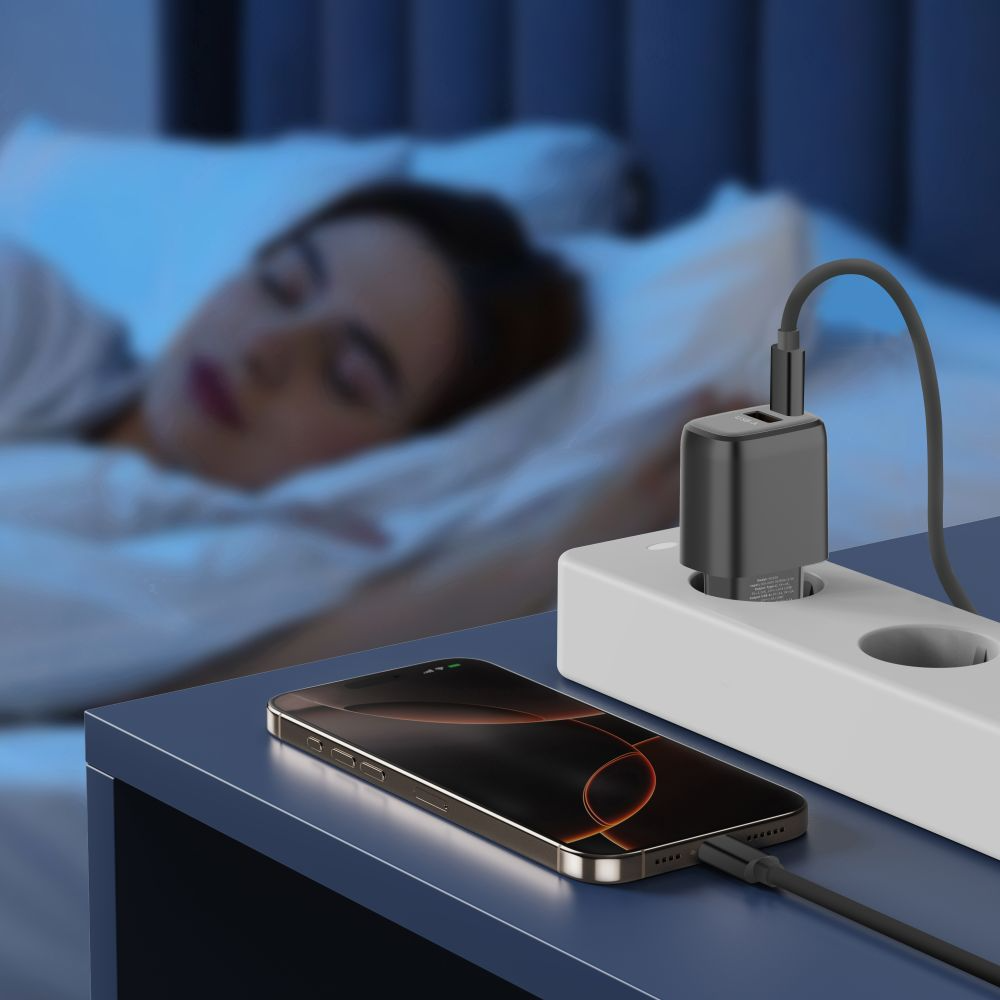 Tech-Protect NCA45W Netwerkoplader, 45W, 3A, 1 x USB-A - 1 x USB-C, Zwart