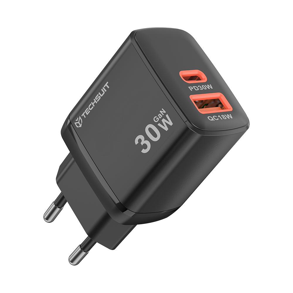 Netwerkoplader Techsuit CH1 Duonix, 30W, 3A, 1 x USB-A - 1 x USB-C, Zwart