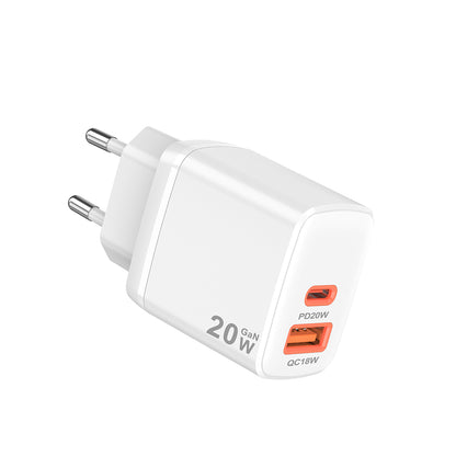 Netwerkoplader Techsuit CH2 Duonix, 20W, 3A, 1 x USB-A - 1 x USB-C, Wit