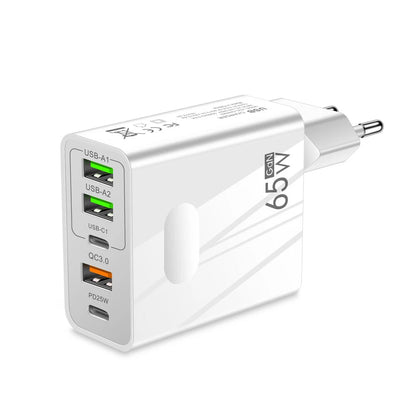 Techsuit CHC1 PentaXPower Network Charger, 25W, 3A, 3 x USB-A - 2 x USB-C, White