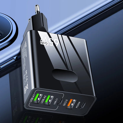 Netwerkoplader Techsuit CHC1 PentaXPower, 25W, 3A, 3 x USB-A - 2 x USB-C, Zwart