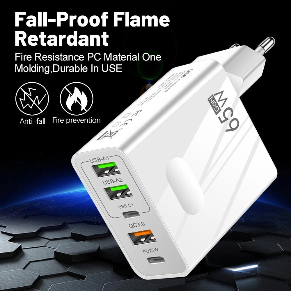 Netwerkoplader Techsuit CHC1 PentaXPower, 25W, 3A, 3 x USB-A - 2 x USB-C, Zwart