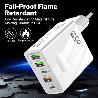 Netwerkoplader Techsuit CHC1 PentaXPower, 25W, 3A, 3 x USB-A - 2 x USB-C, Zwart