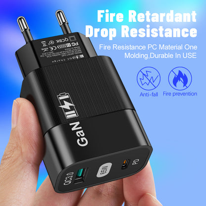 Techsuit CHPD131 Network Charger, 65W, 3.25A, 1 x USB-A - 1 x USB-C, Black