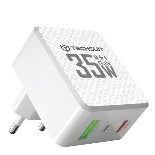 Netwerkoplader Techsuit CHPD173 Tiny, 35W, 3A, 1 x USB-A - 1 x USB-C, Wit