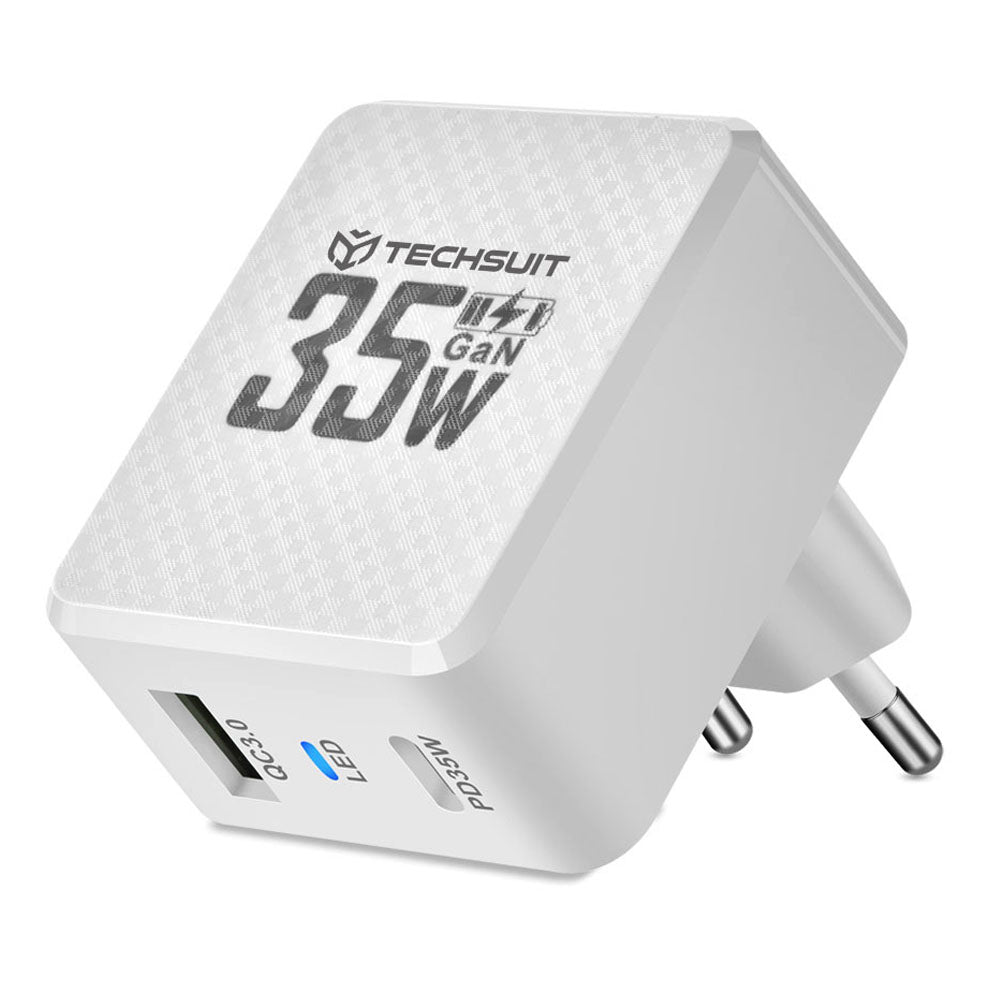 Netwerkoplader Techsuit CHPD173 Tiny, 35W, 3A, 1 x USB-A - 1 x USB-C, Wit