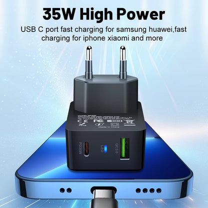 Netwerkoplader Techsuit CHPD173 Tiny, 35W, 3A, 1 x USB-A - 1 x USB-C, Wit