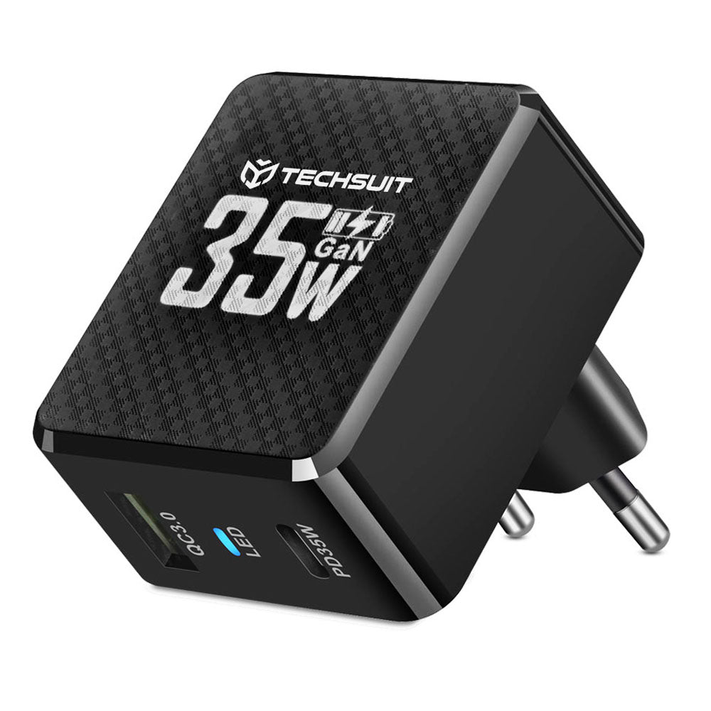Techsuit CHPD173 Tiny Netwerkoplader, 35W, 3A, 1 x USB-A - 1 x USB-C, Zwart