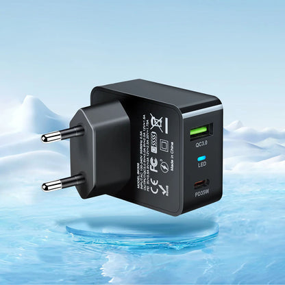 Techsuit CHPD173 Tiny Netwerkoplader, 35W, 3A, 1 x USB-A - 1 x USB-C, Zwart