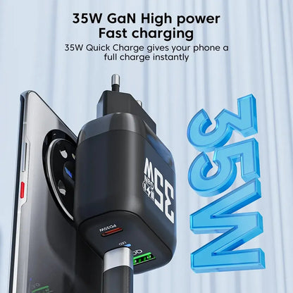 Techsuit CHPD174 Netwerkoplader, 35W, 3A, 1 x USB-A - 1 x USB-C, Wit