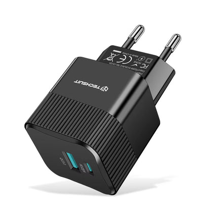 Netwerkoplader Techsuit CHPD216 Tiny, 25W, 3A, 1 x USB-A - 1 x USB-C, Zwart