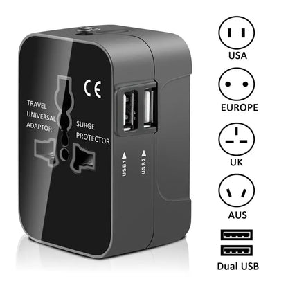 Techsuit HHT202 Travel Netwerkoplader, 10W, 2A, 2 x USB-A, Zwart