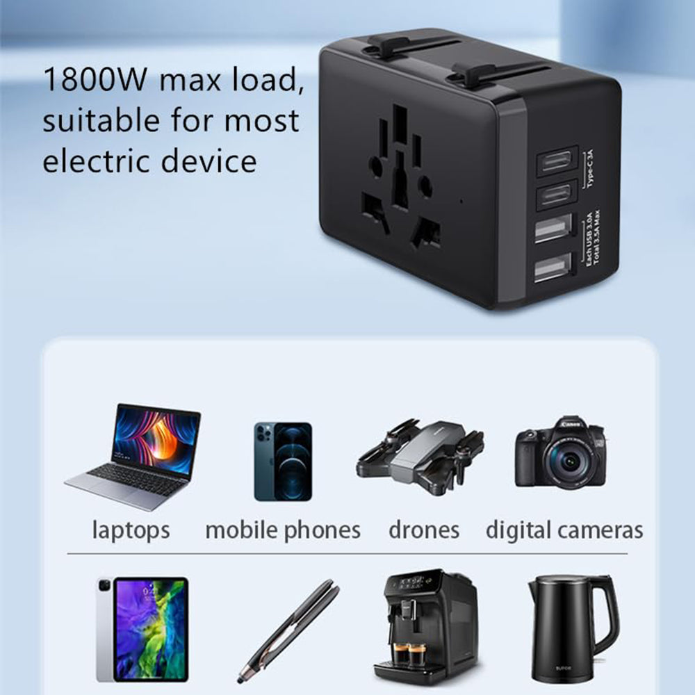 Netwerkoplader Techsuit HHt204A Travel, 15W, 3A, 2 x USB-A - 2 x USB-C, Wit