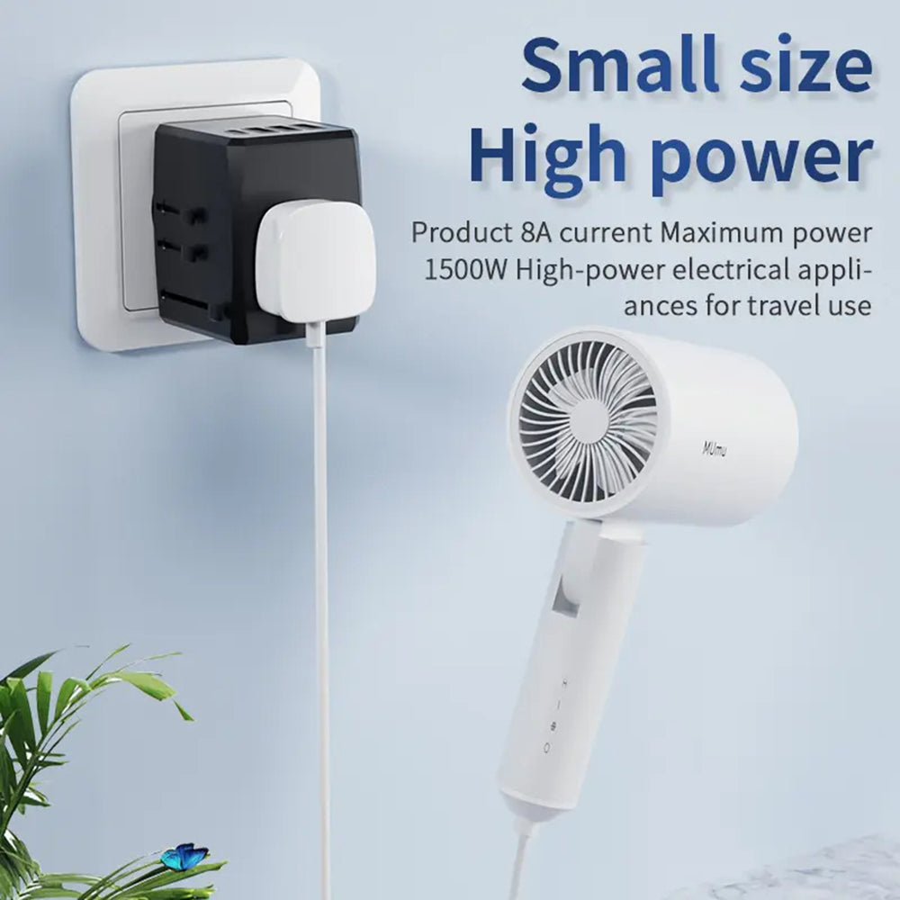 Techsuit HHT904-B1 Travel Netwerkoplader, 15W, 3A, 3 x USB-A - 1 x USB-C, Zwart