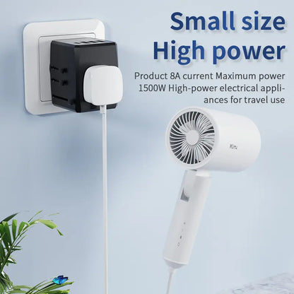 Techsuit HHT904-B1 Travel Netwerkoplader, 15W, 3A, 3 x USB-A - 1 x USB-C, Zwart