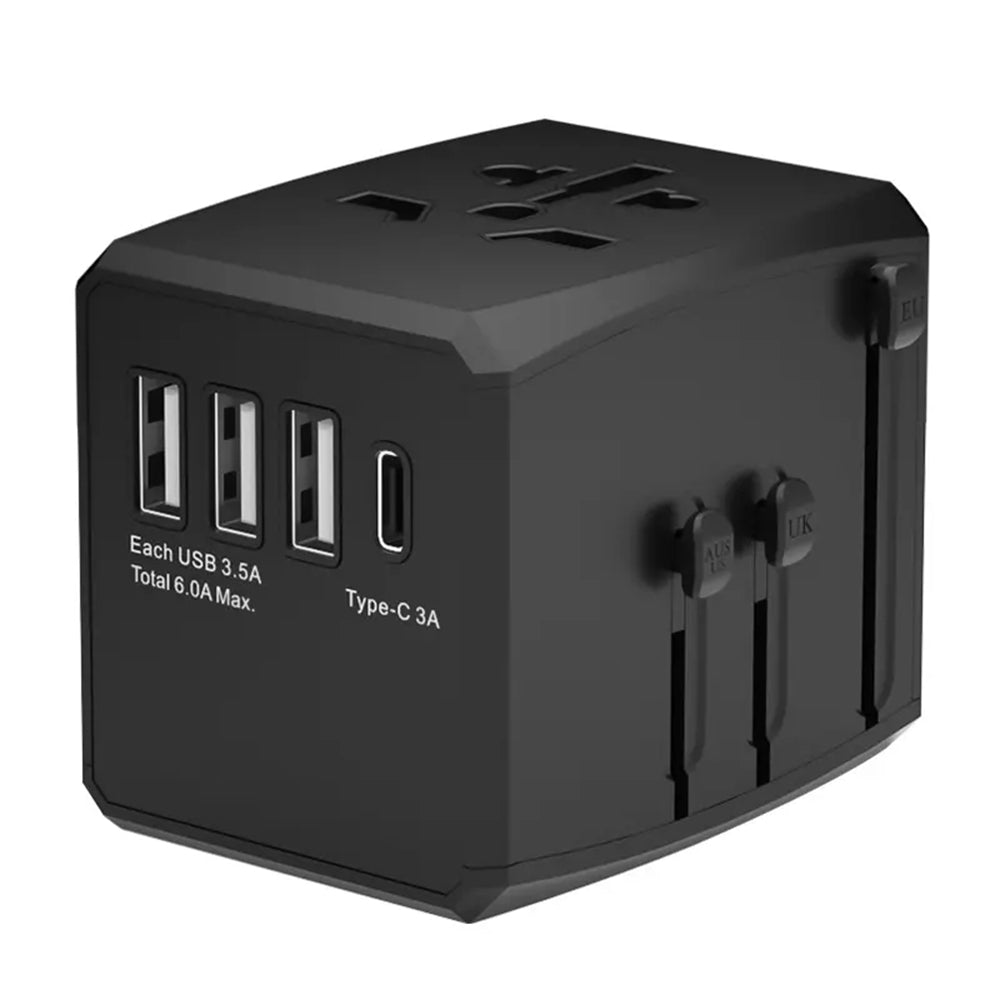 Netwerkoplader Techsuit HHT904-B3 Travel, 30W, 3A, 3 x USB-A - 1 x USB-C, Zwart