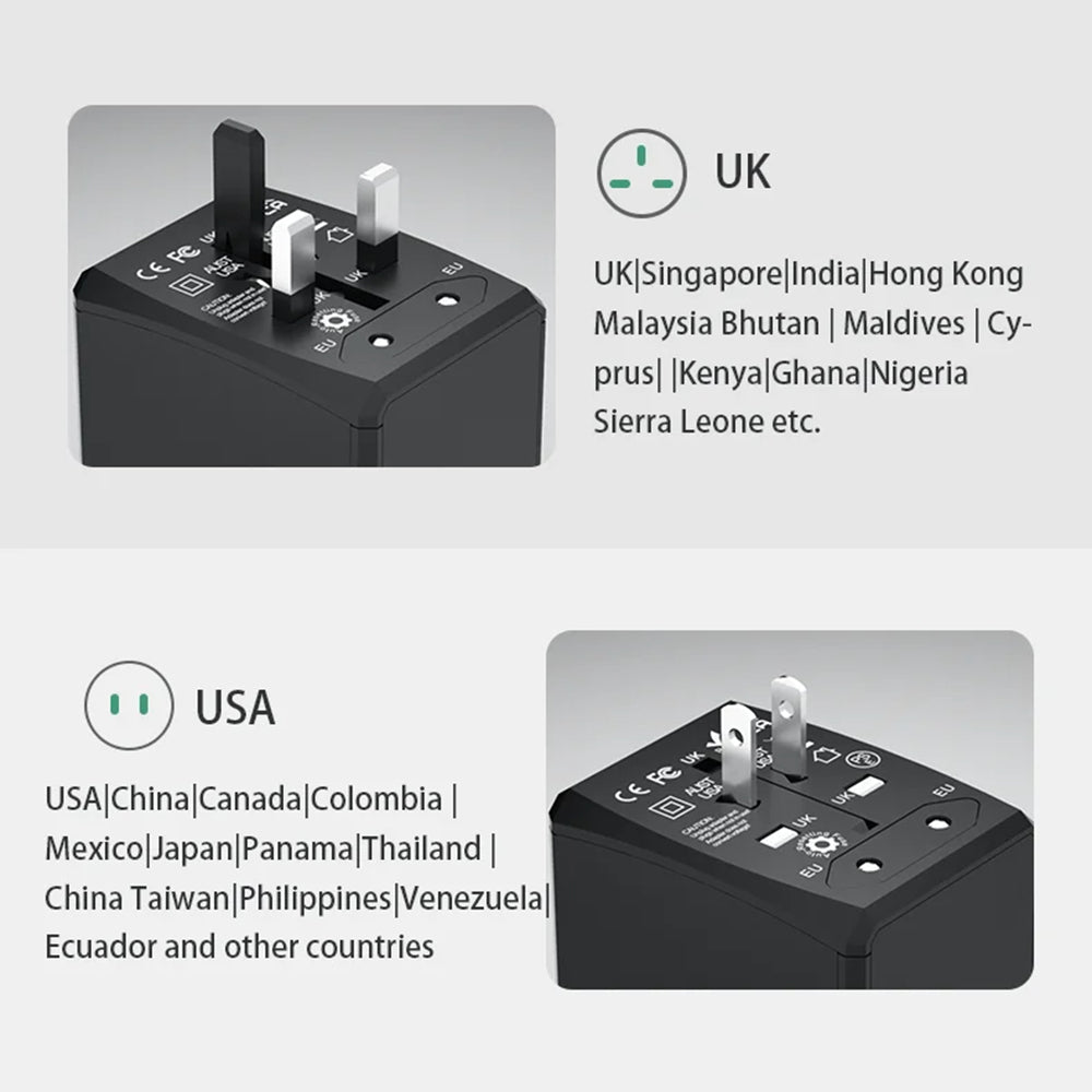 Netwerkoplader Techsuit HHT904-W2 Travel, 20W, 3A, 2 x USB-A - 2 x USB-C, Wit