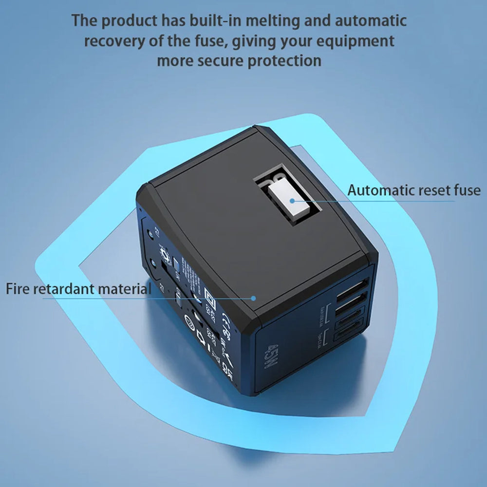 Techsuit HHT905 Travel Netwerkoplader, 45W, 3A, 2 x USB-A - 2 x USB-C, Zwart