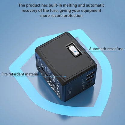 Techsuit HHT905 Travel Netwerkoplader, 45W, 3A, 2 x USB-A - 2 x USB-C, Zwart