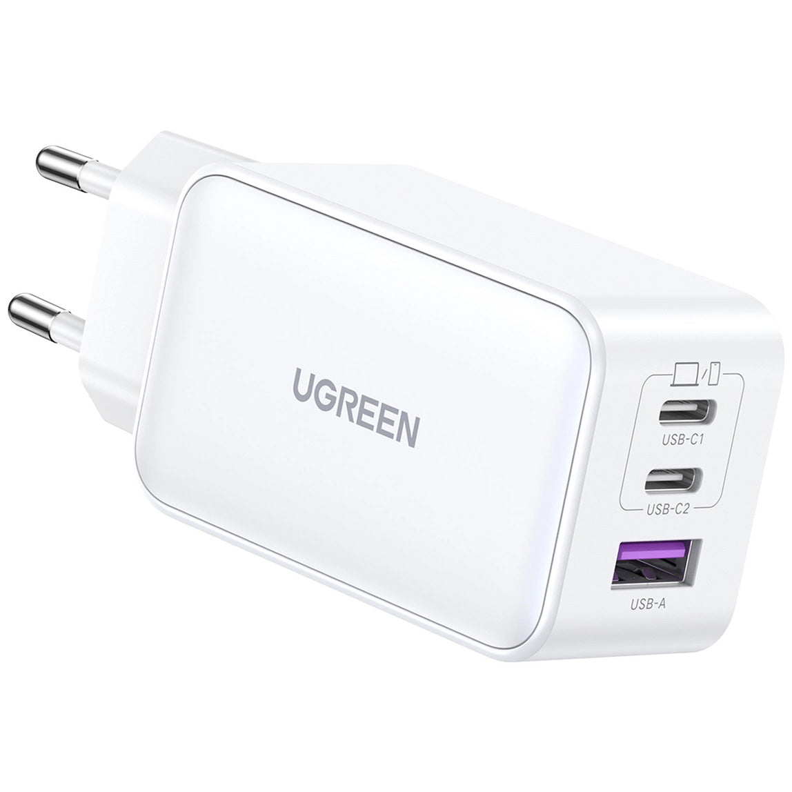 UGREEN CD244 Wall Charger, 65W, 3A, 1 x USB-A - 2 x USB-C, Gray