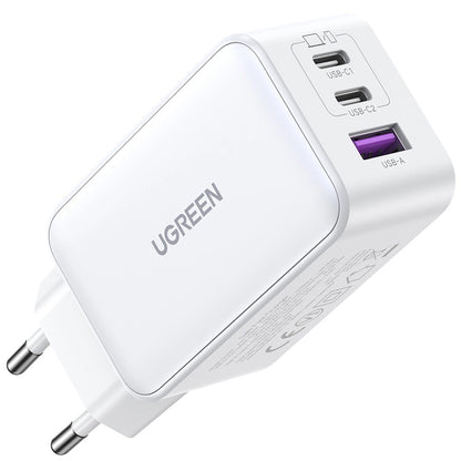 UGREEN CD244 Wall Charger, 65W, 3A, 1 x USB-A - 2 x USB-C, Gray