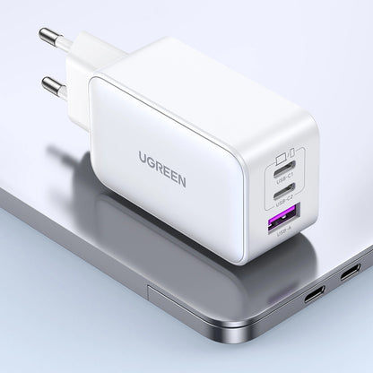 UGREEN CD244 Wall Charger, 65W, 3A, 1 x USB-A - 2 x USB-C, Gray