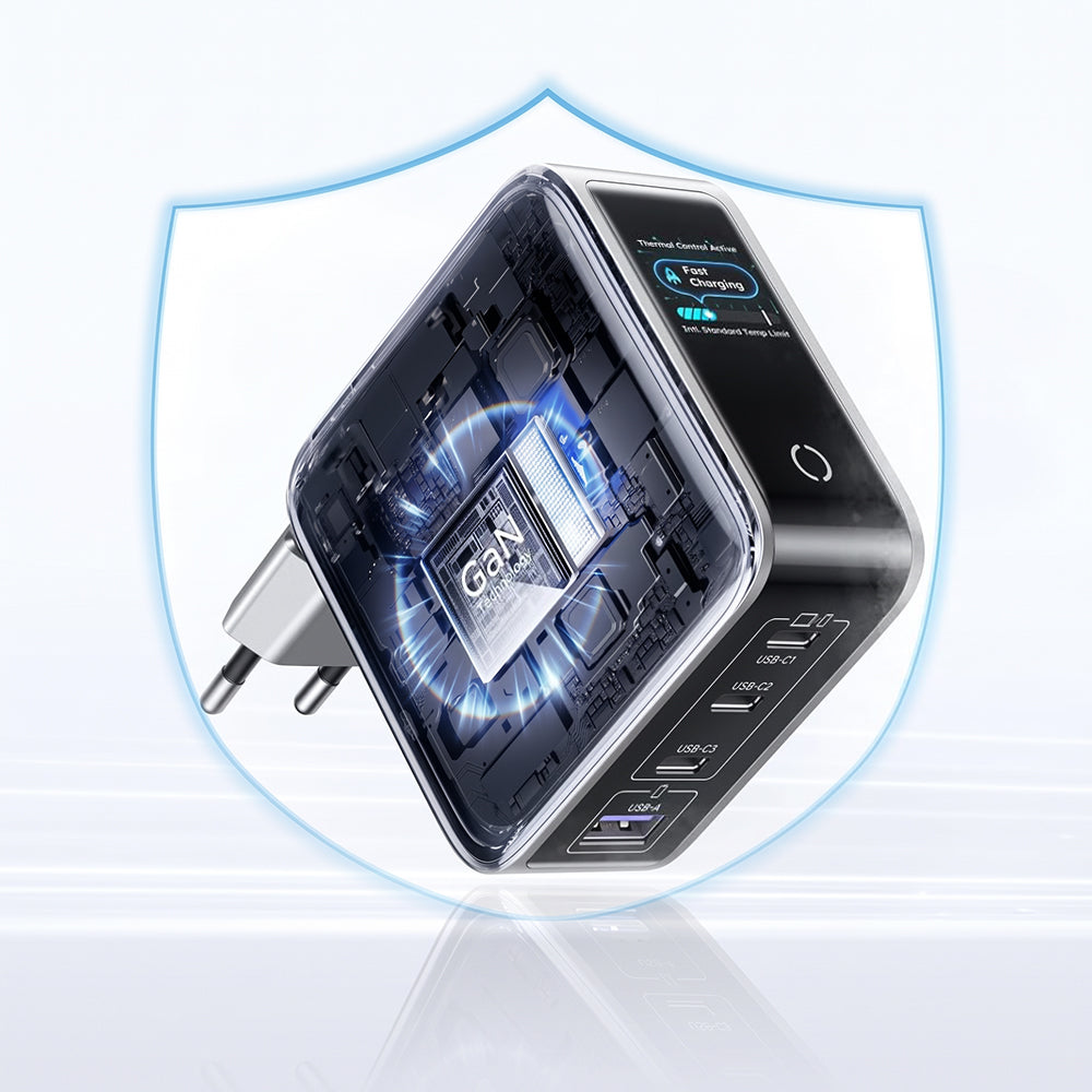 UGREEN Nexode Pro X772 (95942B) Display-netoplader, 100 W, 5 A, 1 x USB-A - 3 x USB-C, grijs