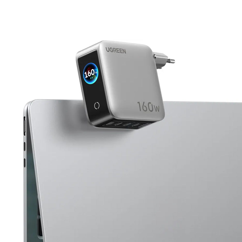 UGREEN Nexode Pro X774 (65637B) netlader met display, 160 W, 5 A, 1 x USB-A - 4 x USB-C, grijs