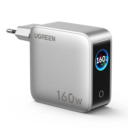 UGREEN Nexode Pro X774 (65637B) netlader met display, 160 W, 5 A, 1 x USB-A - 4 x USB-C, grijs