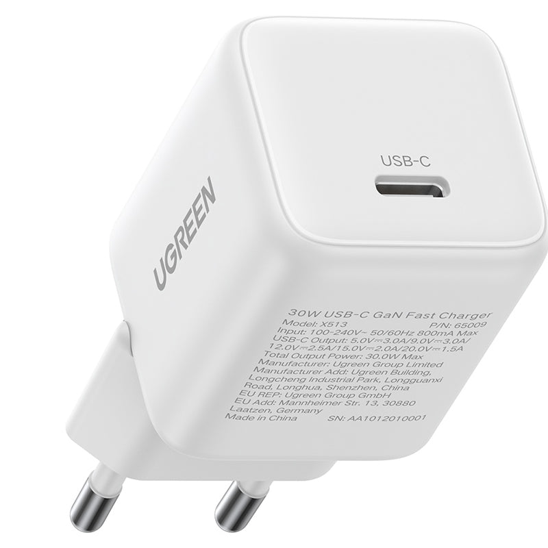 UGREEN X513 Network Charger, 30W, 3A, 1 x USB-C, White